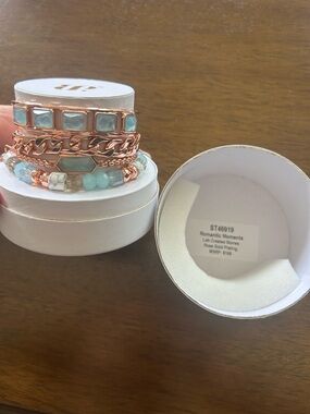 Bomb Party Spring Stacks 2025 Rose Gold & Aqua Stackable Bracelet Set
